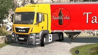 BeamNG Drive - MAN TGS 4x2 Semi Truck Transporting Tasty Cola in Italy