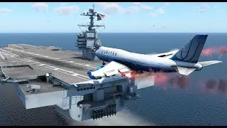Boeing 747 Catches Fire Most Dangerous Landing Ever Made on an Aircraft Carrier X Plane 12