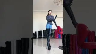 Queen 执老师 black platform high heel boots and white leather boots