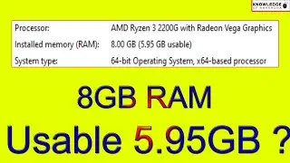 GB Usable Ram Fix How To Fix. 8GB Ram Usable 5.95GB. How To Fix This Gb Usable Ram Problem.[Hindi]
