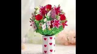 3D Handmade Paper Carving Hand Holding Bouquet Greeting Card