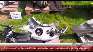 Fragments of the Russian Kinzhal missile shot down over Kyiv on the night of May 3-4