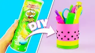 Подставка для ручек из банки Принглс | DIY Простые летние поделки