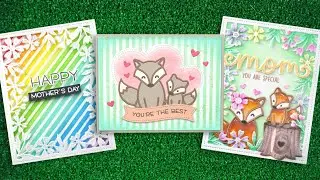 Intro to Foxy Family, Skinny Stripes Stencils + 3 cards from start to finish