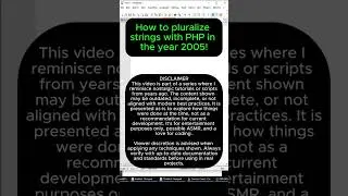 How to pluralize strings with PHP in the year 2005!