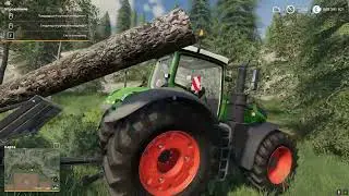 Farming Simulator 19. Показую куда отвозить дрова. Работаю в лесу на тракторе.