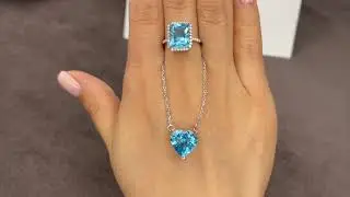 Кольцо с топазом 4,5 ct и бриллиантами и колье с сердцем топаз 2.3ct