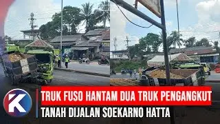 Masuk ke Jalur Berlawanan, Fuso Hantam Dua Truk di Bandar Lampung
