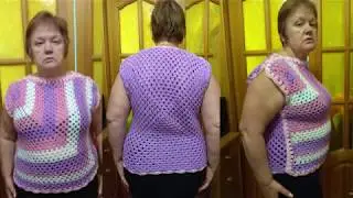 Простая летняя кофточка на основе бабушкиного квадрата