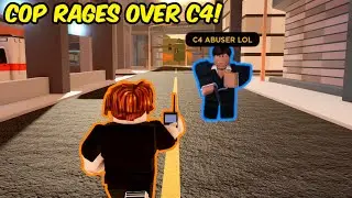 SALTY COP RAGES over C4... | Roblox Jailbreak Interesting Clips