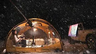 ❄ CAMPING IN THE ICE WORLD WITH A NEW COZY TENTㅣCAMP ASMRㅣSNOW CAMP