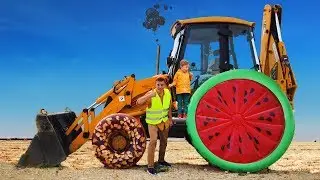 Leo Saves the Day! 🚜 Fixing Dad's Yellow Tractor with a Watermelon Wheel! 🍉 | Tractors for Kids