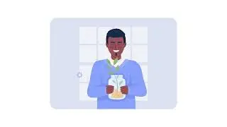 Animated successful male investor