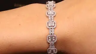 #86640 | Baguette and Round Brilliant Claw Set Diamond Bracelet | Set in 18ct White Gold