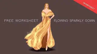 (Worksheet) Flowing Sparkly Gown Tutorial (Procreate)