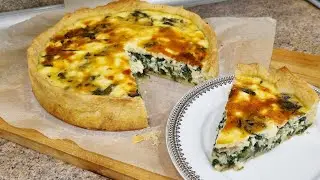 Киш с брынзой и шпинатом. Вегетарианский пирог к чаю. Песочное тесто.