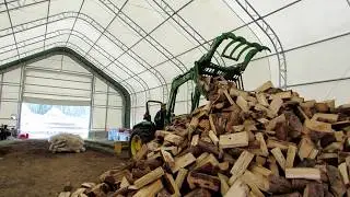 John Deere Frontier Rock Bucket Moving Firewood