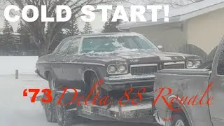 Cold Start Up of a 1973 Oldsmobile Delta 88 Royale 455 Rocket! ** -40 DEGREES! **