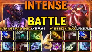 INTENSE HARD CARRY BATTLE | Fast Farm Speed Anti Mage Vs. OP Hit Like A Truck Lifestealer DotA 2