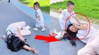 The mother pretended to faint to see the child's reaction  but the child saw through it at a glance