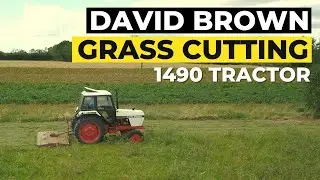 David Brown 1490 Tractor Cutting Grass