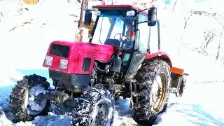 Трактор ЛТЗ-60 Буксует по Снегу с Полный Лафет Капустой