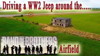 WW2 Jeep driving the Band of Brothers Airfield