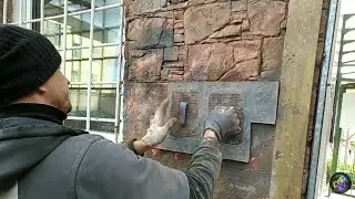 Покраска фасада дома затиркой \ Мокрый фасад под лак \  Как сделать фасад пока штукатурка сырая.