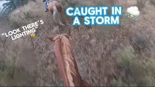 Trail Ride With Me~ we got caught in a LIGHTNING STORM ⛈️ ~ GoPro video ~ cantering in the hail