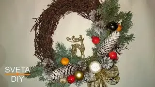 DIY Новогодний декор / Как сделать венок из берёзы своими руками / Мастер класс на Новый год