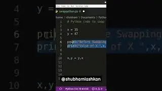 Python Script to swap 2 numbers without using 3rd variable 