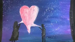 Heart for two. Drawing with gouache