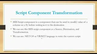 Script Component Transformation in SSIS