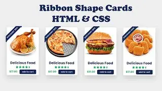 How to create responsive cards with html and CSS step by step |  CSS Ribbon Cards #htmltutorial #css