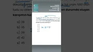 Karışım Problemleri Soru Çözümü Tyt-Dgs-Kpss-Ales #matematik#tyt#dgs#ales#kpss#yks#shorts