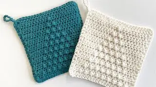 Crochet Christmas Tree Puff Hot Pad