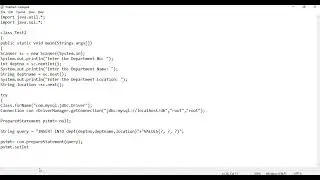 Java Program to insert values into MySQL Database