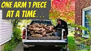 FIREWOOD | Dumping a Joe Cord of JPF w/right arm only