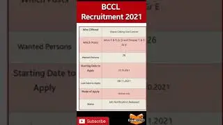BCCL Recruitment 2021 Notification Out  | Cil Recruitment 2021 | Ccl Recruitment 2021