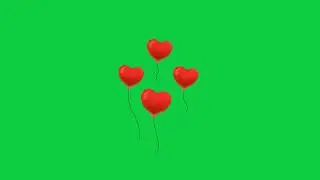 Colorful Heart Shaped Balloon Bouquet Illustration Animation | Green Screen