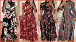 Unique And Attractive Stylish Floral Print Fashionable Long Maxi/Gown Dresses
