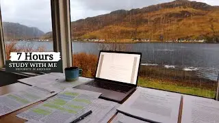 7 HOUR STUDY WITH ME on A RAINY DAY| Background noise, 10-min Break, No music, Study with Merve