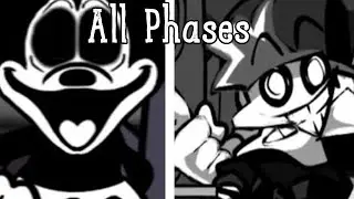 FNF Mickey Mouse FULL HORROR FANMADE & OFFICAL PHASES - Sunday Night Mods