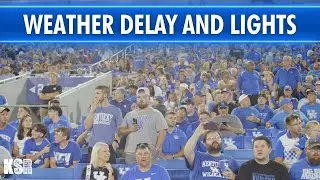 Scenes from Kroger Field during weather delay and light show