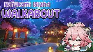 Taking Yae Miko for a Walk 🦊 Genshin Impact 🌸 Narukami Island ASMR Ambience 🍡 No Talking W/ Music
