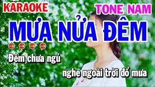 Mưa Nửa Đêm Karaoke Tone Nam Nhạc Sống | Karaoke Công Trình