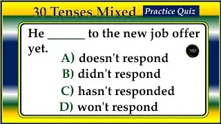 30 English Tenses Mixed Quiz | English Grammar | All tenses practice Exercise | No.1 Quality English