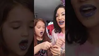 Unicorn kisses lipstick with mommy!
