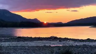 Sunset at Laird River, British Columbia, Canada.