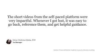 Financial Modeling Academy Testimonial by Gloria Chidinma Odoba AFM